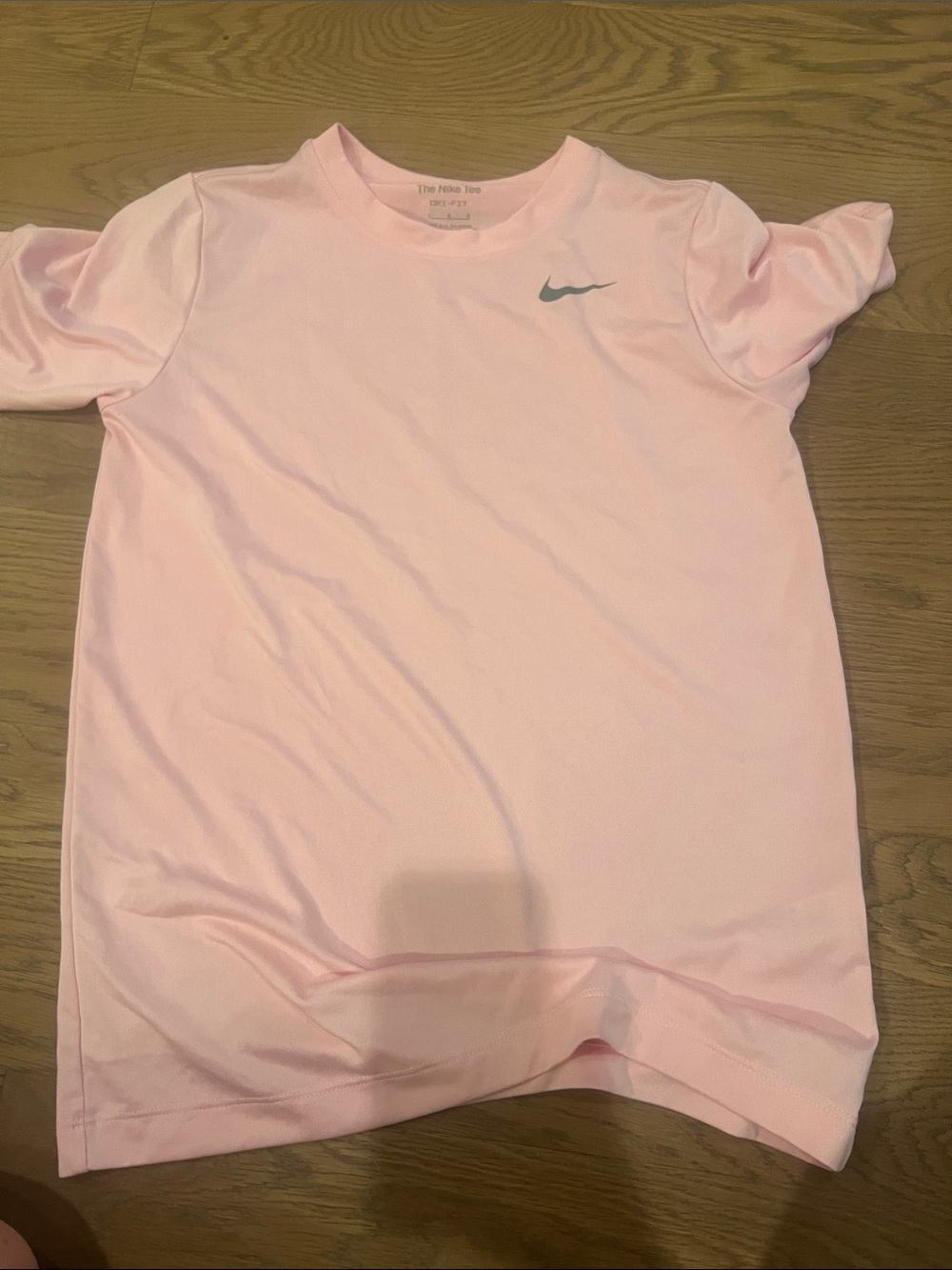 Nike Kids Short Sleeve Tee - Light Pink with Silver Swoosh